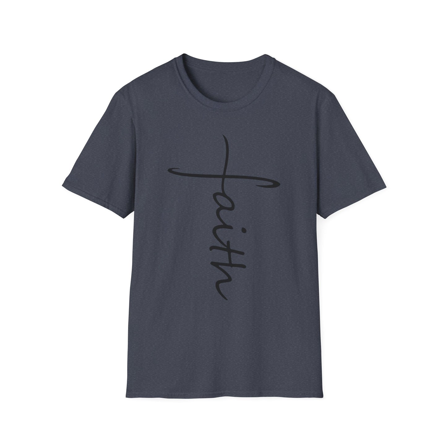 Faith Cross T-Shirt — Vertical Script Christian Tee