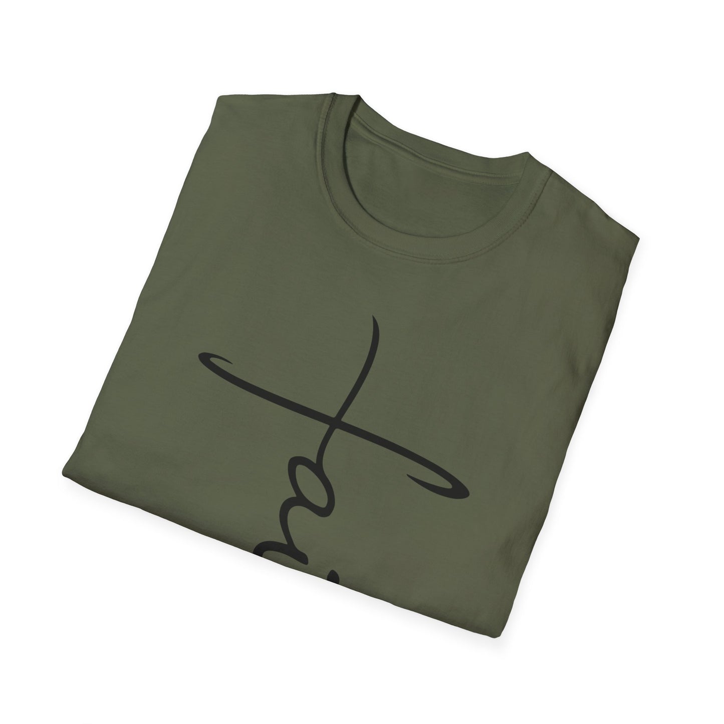 Faith Cross T-Shirt — Vertical Script Christian Tee