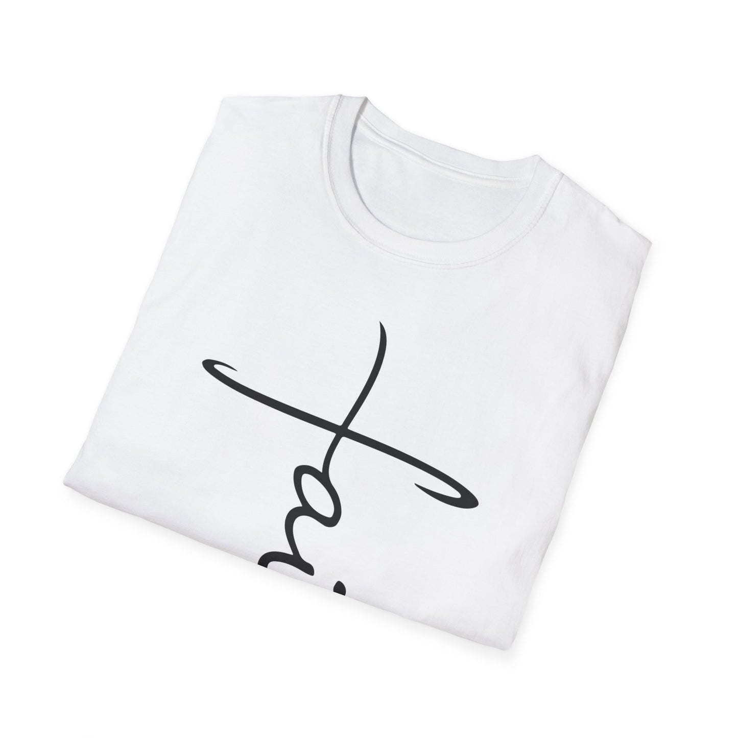 Faith Cross T-Shirt — Vertical Script Christian Tee