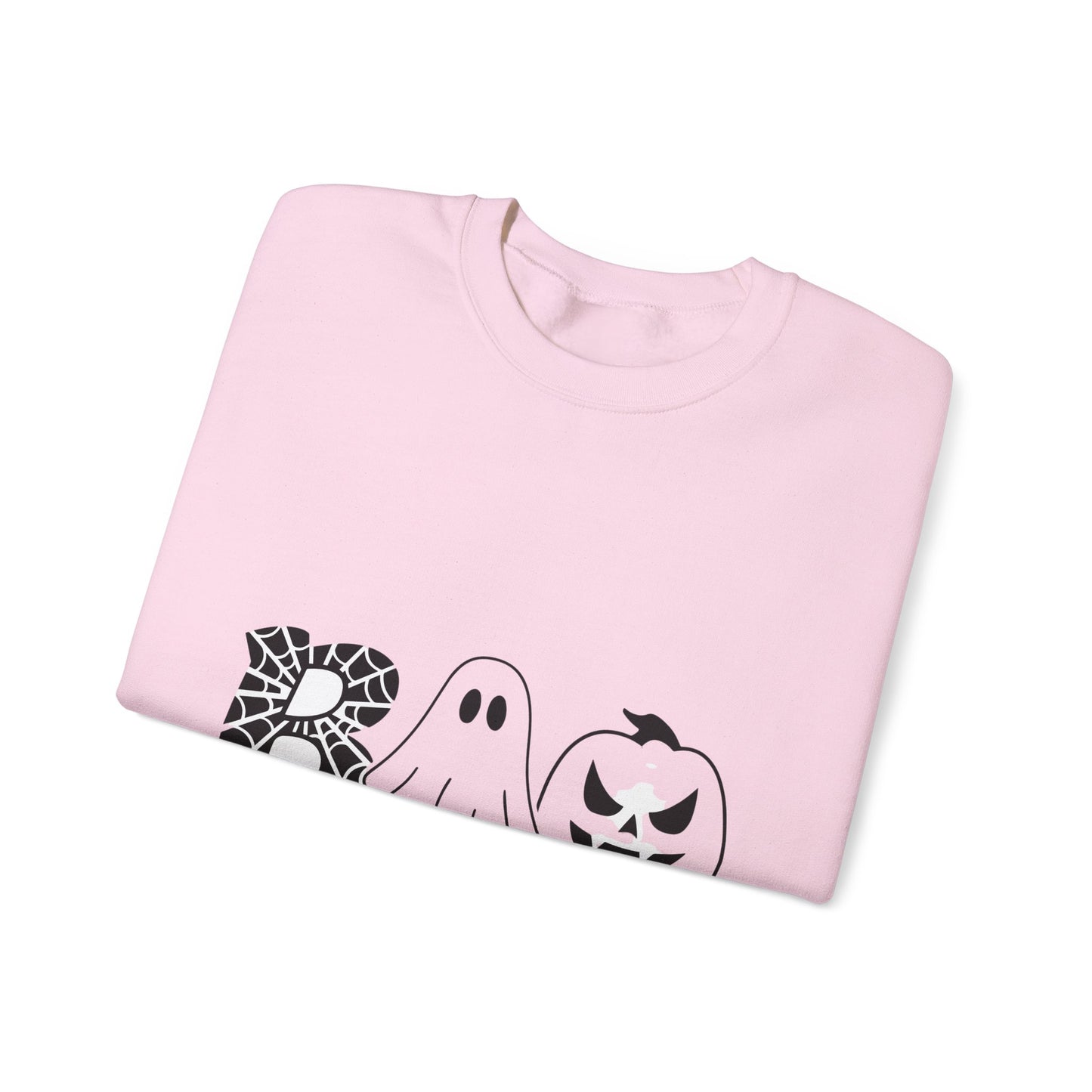 Halloween Boo Crewneck Sweatshirt — Ghost, Spiderweb & Jack-O'-Lantern Graphic