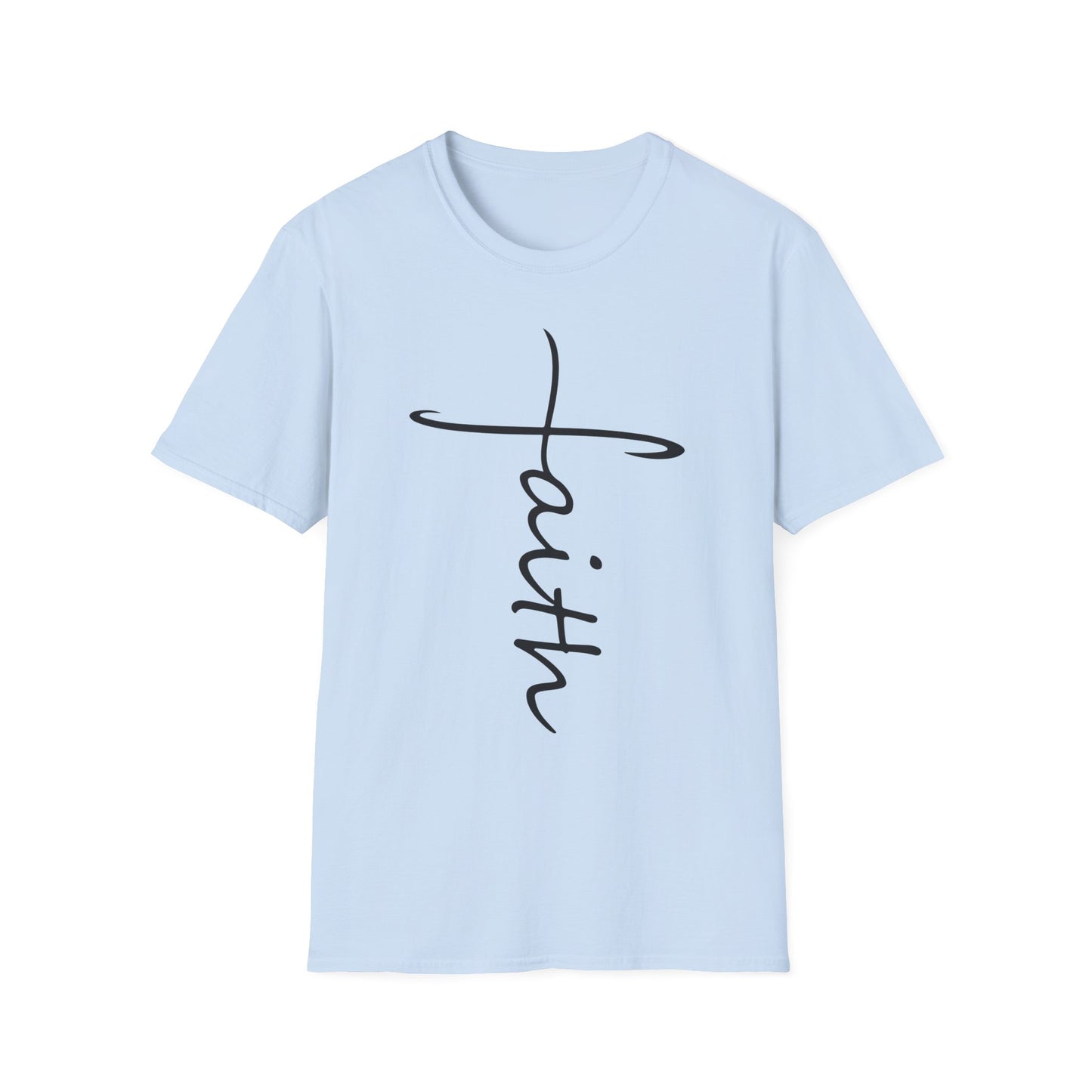 Faith Cross T-Shirt — Vertical Script Christian Tee