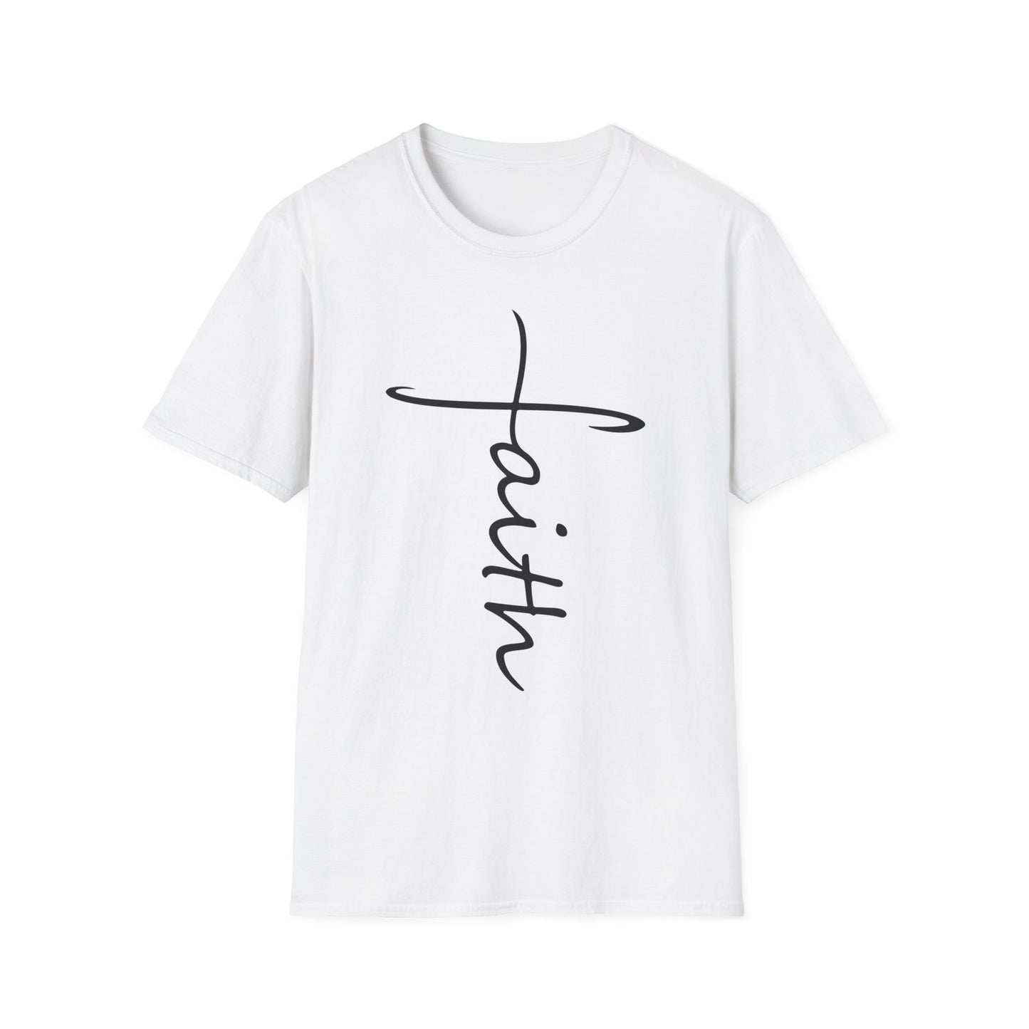 Faith Cross T-Shirt — Vertical Script Christian Tee