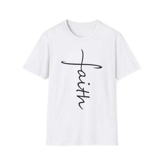 Faith Cross T-Shirt — Vertical Script Christian Tee