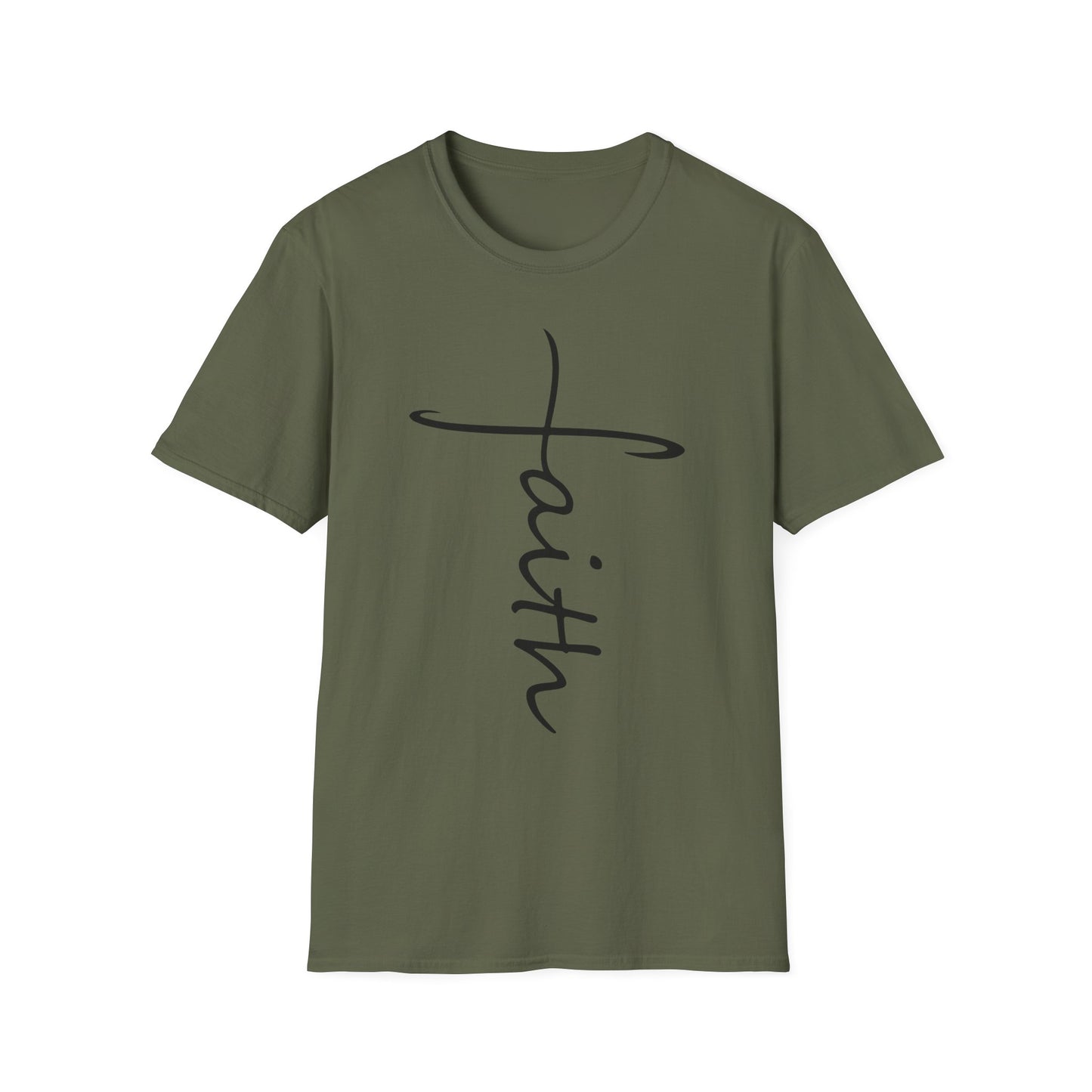 Faith Cross T-Shirt — Vertical Script Christian Tee