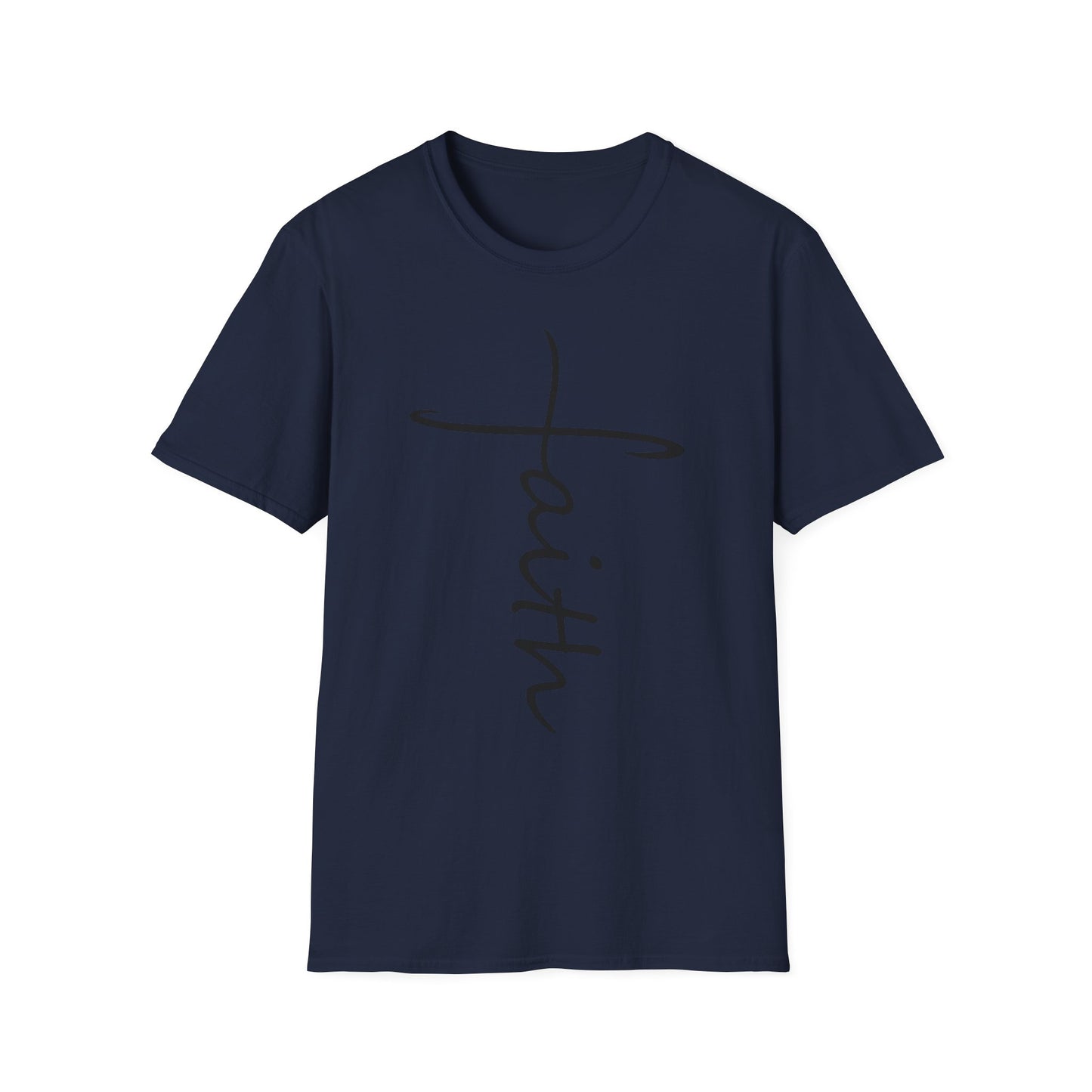Faith Cross T-Shirt — Vertical Script Christian Tee