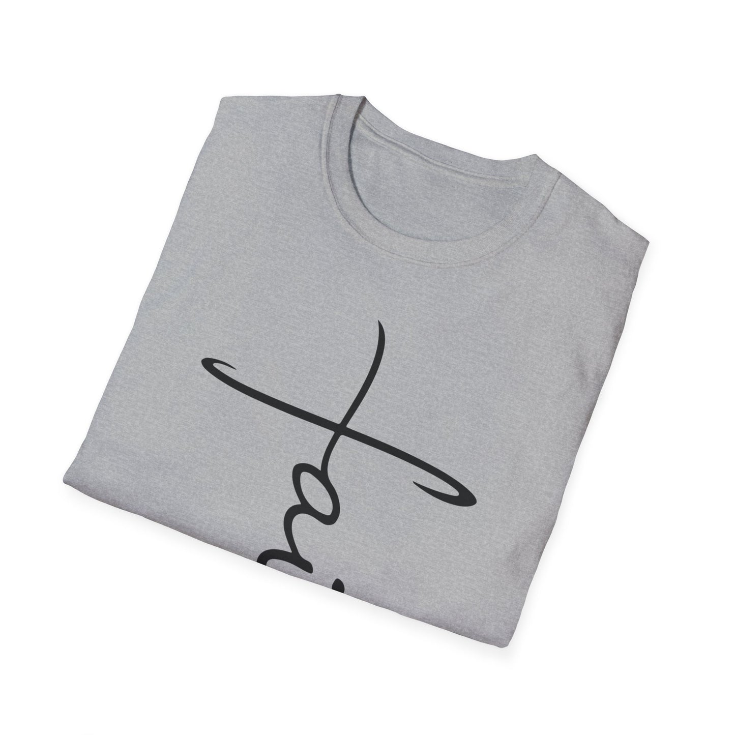 Faith Cross T-Shirt — Vertical Script Christian Tee