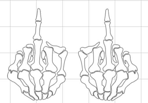 Middle Finger Skeleton Hands Decal