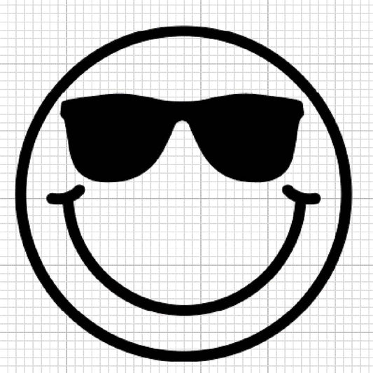 Cool guy smiley face decal